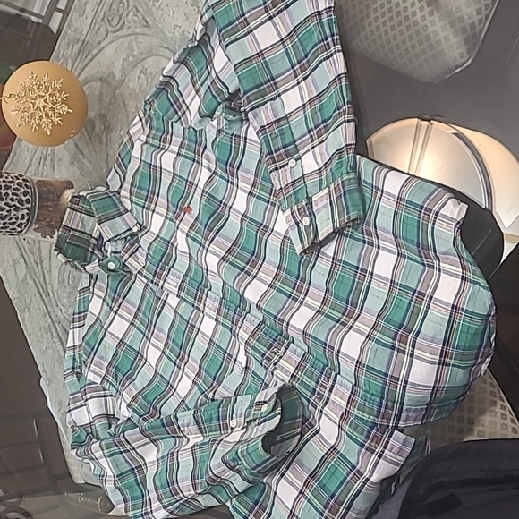 𝅺ralph Lauren Green Multi Color Checkered Collar Shirt New Large - Picture 1 of 7